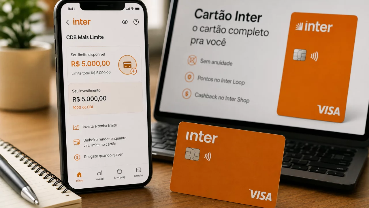 Cartão Inter com CDB Mais Limite: quando investir para liberar crédito pode fazer sentido