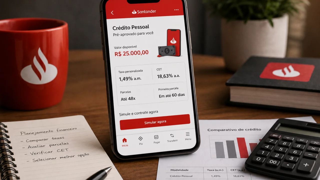 Crédito pessoal Santander pelo app: como saber se o empréstimo pré-aprovado realmente compensa