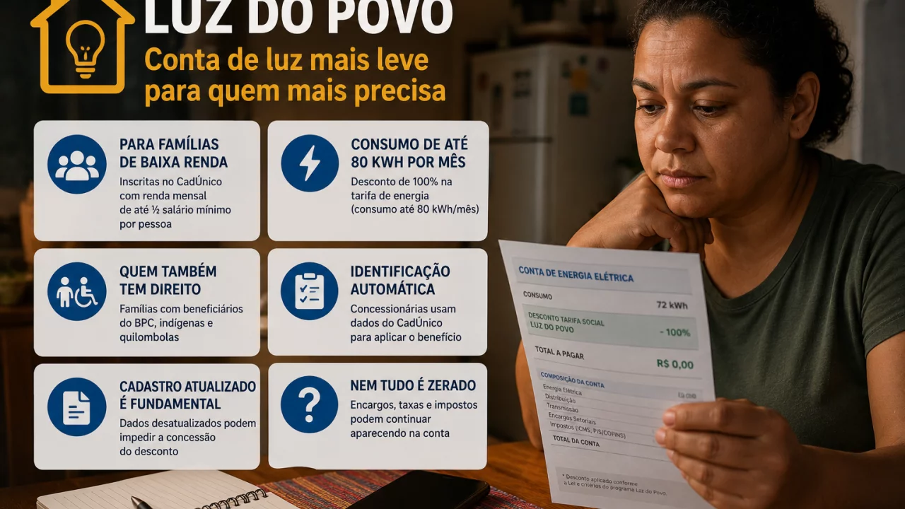 Luz do Povo e CadÚnico: quem pode ter conta de luz zerada pelo consumo de até 80 kWh