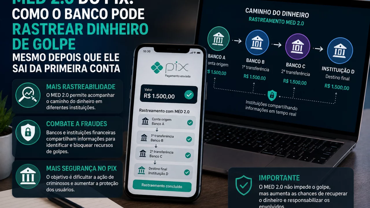 MED 2.0 do Pix: como o banco pode rastrear dinheiro de golpe mesmo depois que ele sai da primeira co