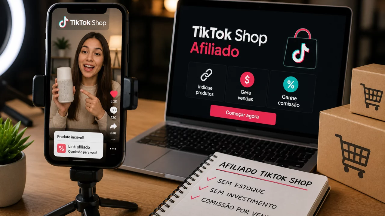 TikTok Shop afiliado em 2026: dá para ganhar comissão indicando produtos sem ter estoque?