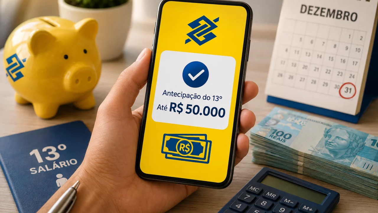 Antecipação do 13º no Banco do Brasil libera até R$ 50 mil: receber agora compensa os juros até deze