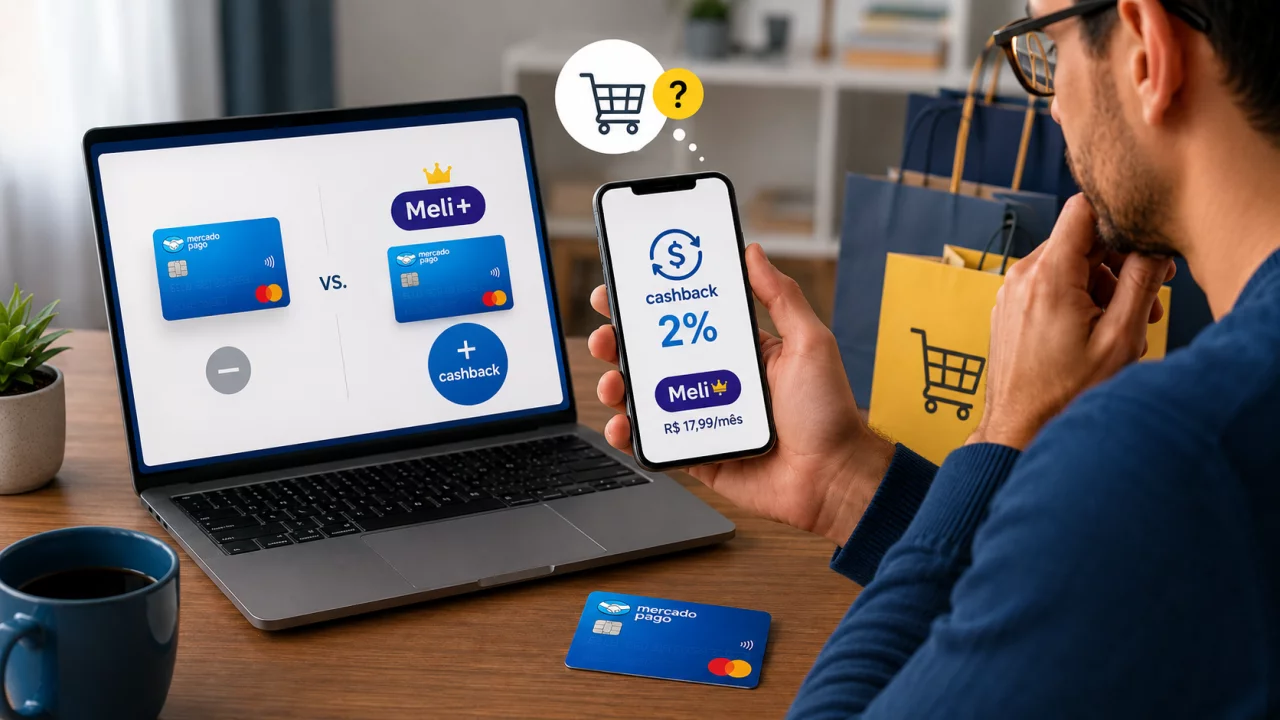Cartão Mercado Pago sem anuidade: assinar Meli+ só para ganhar mais cashback realmente compensa?