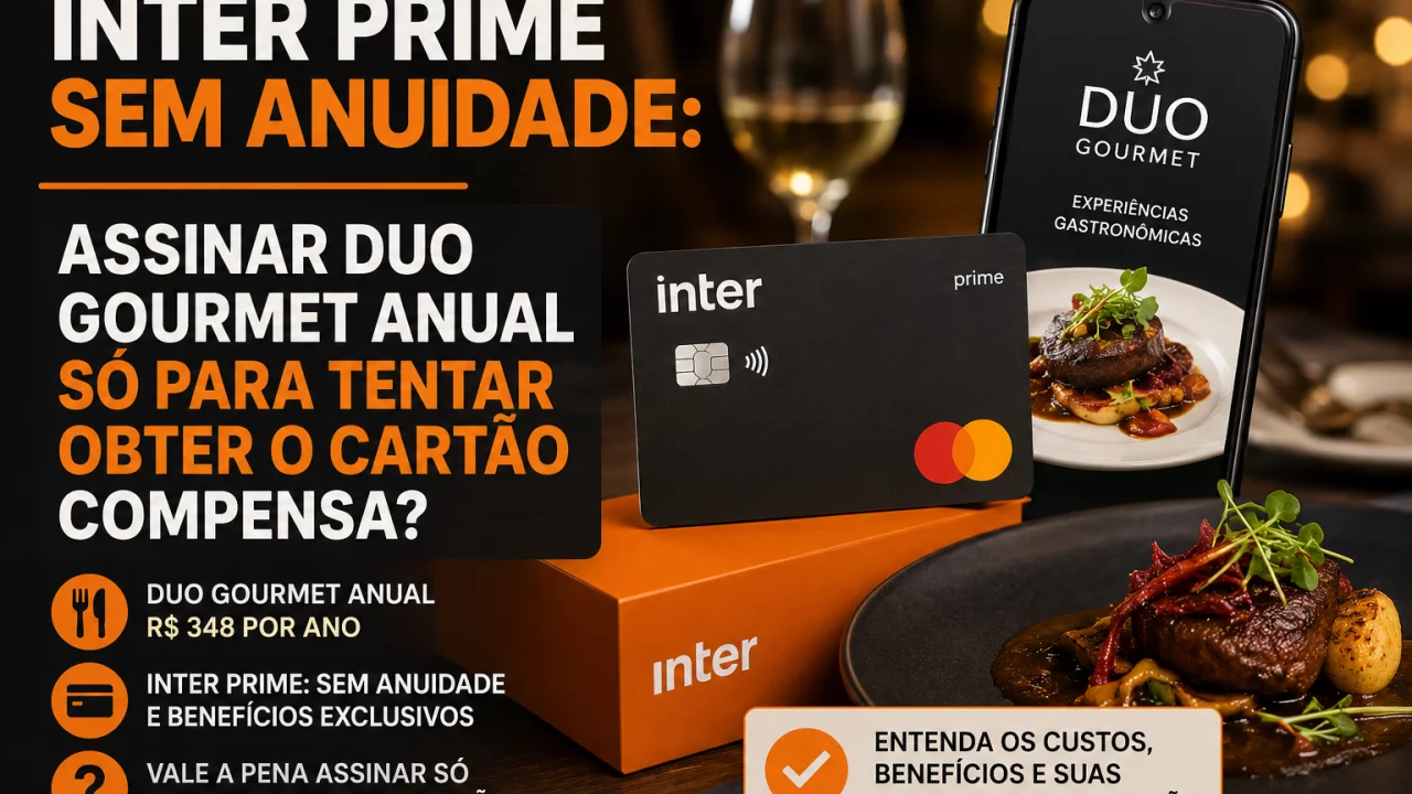 Inter Prime sem anuidade: assinar Duo Gourmet anual só para tentar obter o cartão compensa?