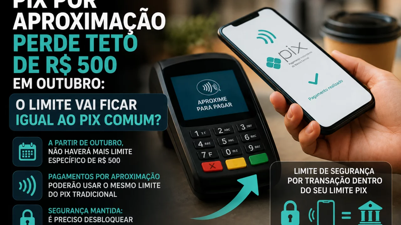 Pix por aproximação perde teto de R$ 500 em outubro: o limite vai ficar igual ao Pix comum?