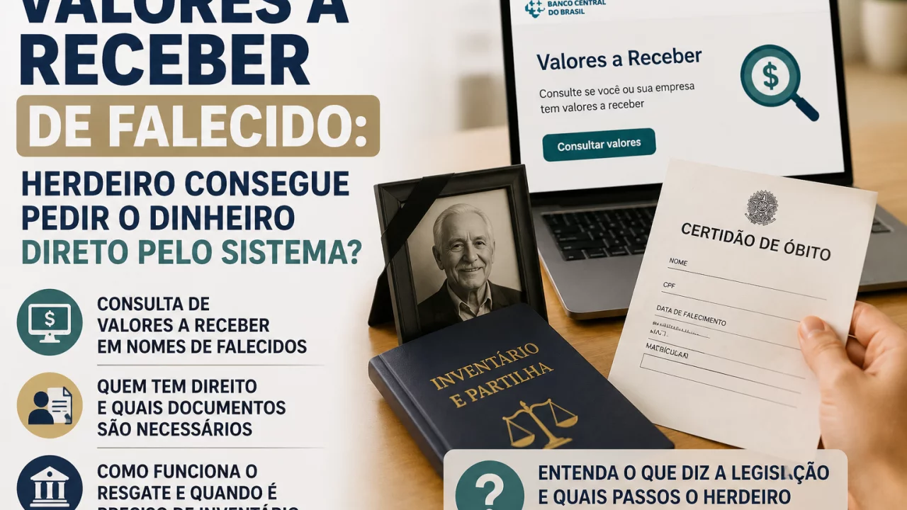 Valores a Receber de falecido: herdeiro consegue pedir o dinheiro direto pelo sistema?