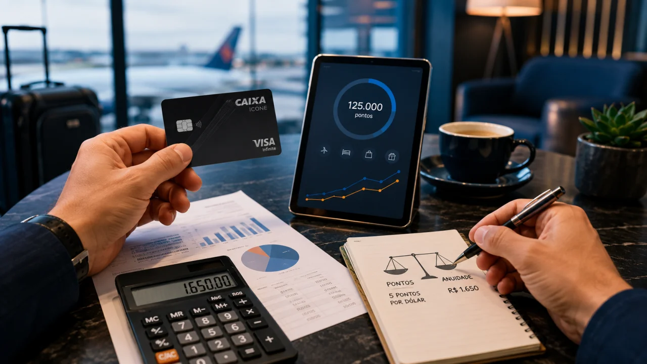 CAIXA Ícone Visa dá 5 pontos por dólar até outubro: anuidade de R$ 1.650 compensa?