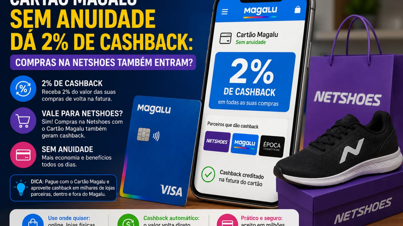 Cartão Magalu sem anuidade dá 2% de cashback: compras na Netshoes também entram?