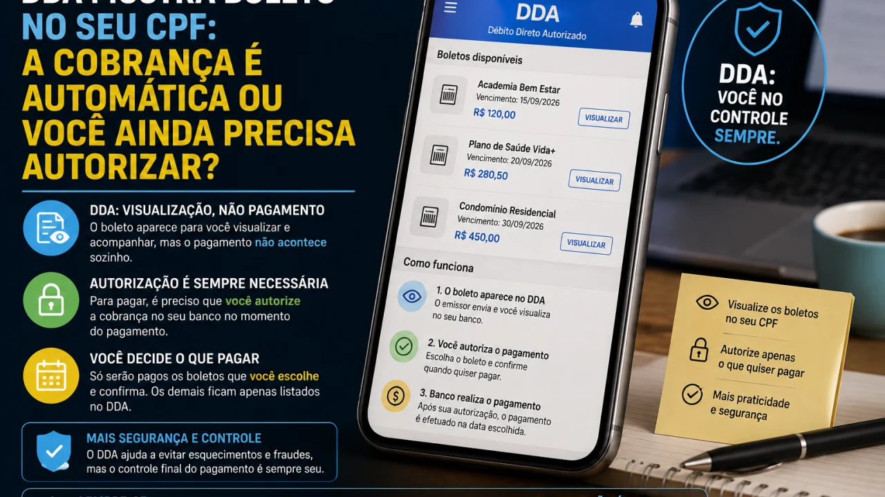 DDA mostra boleto no seu CPF: a cobrança é automática ou você ainda precisa autorizar?
