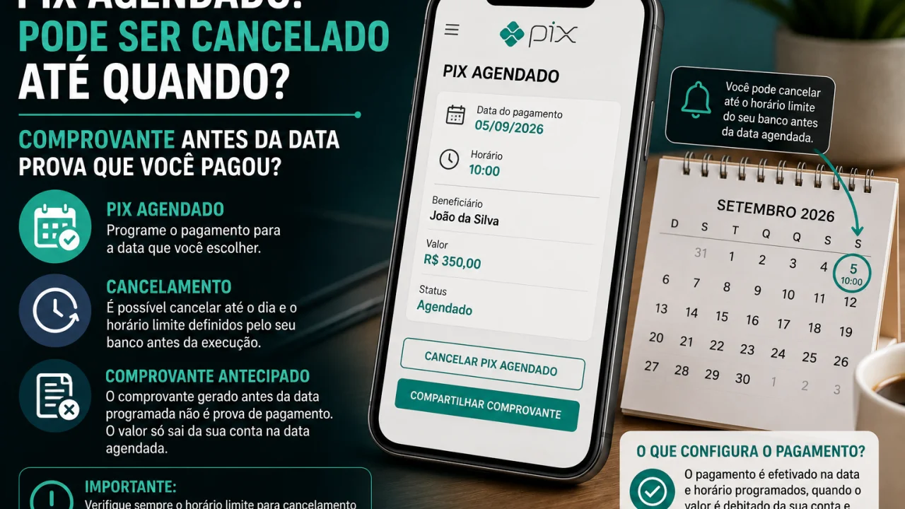 Pix Agendado pode ser cancelado até quando? Comprovante antes da data prova que você pagou?