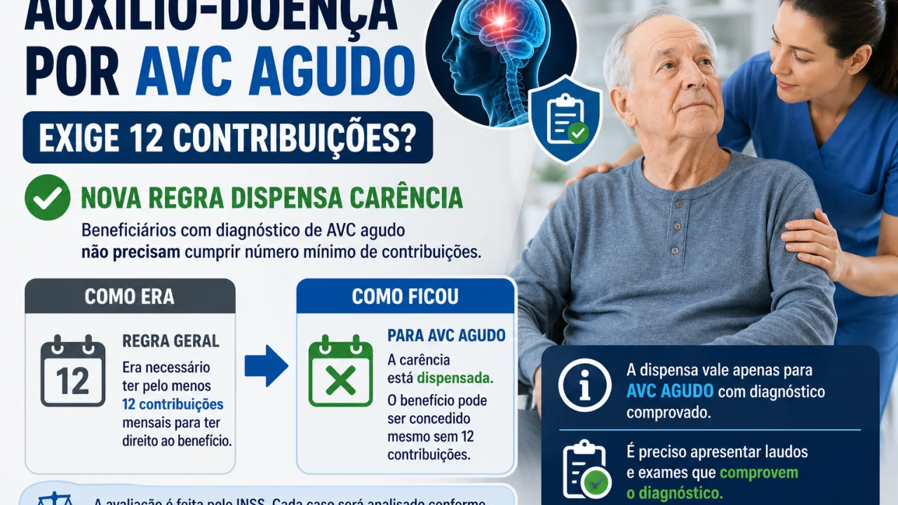 Auxílio-doença por AVC agudo exige 12 contribuições? Nova regra dispensa carência
