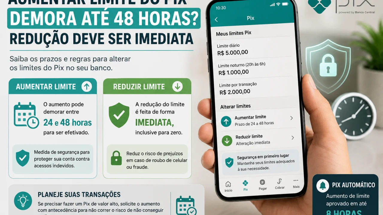 Aumentar limite do Pix demora até 48 horas? Redução deve ser imediata