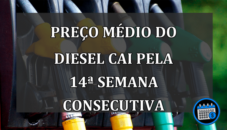 Preço médio do diesel cai pela 14ª semana consecutiva